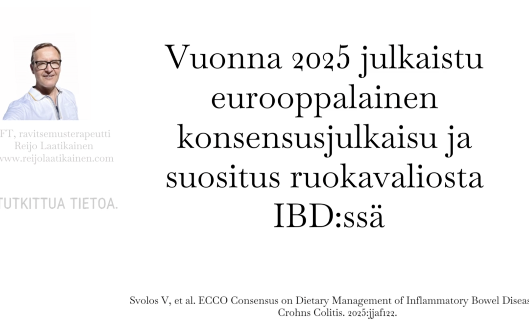 Uusi tiedepohjainen katsaus ja kannanotto IBD:hen ja ravintoasioihin